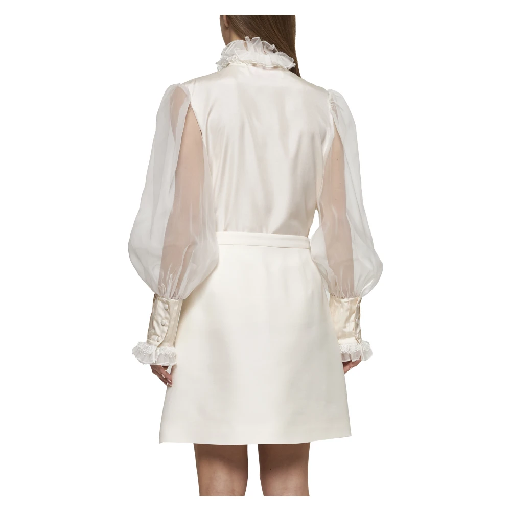 Valentino Ivoor Rok met Juweelknoop Zakken Beige Dames