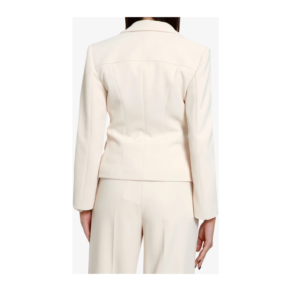 Simona Corsellini Witte Satijnen Jas met Strass Detail White Dames