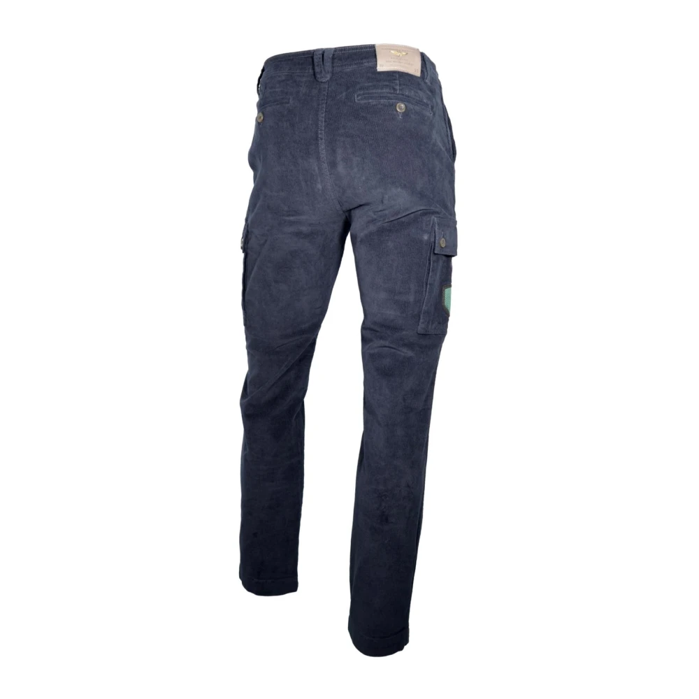 aeronautica militare Stretch Fluwelen Militaire Broek met Patch Blue Heren