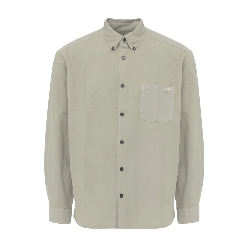A.p.c. Mateo Logo Overhemd Gray Heren