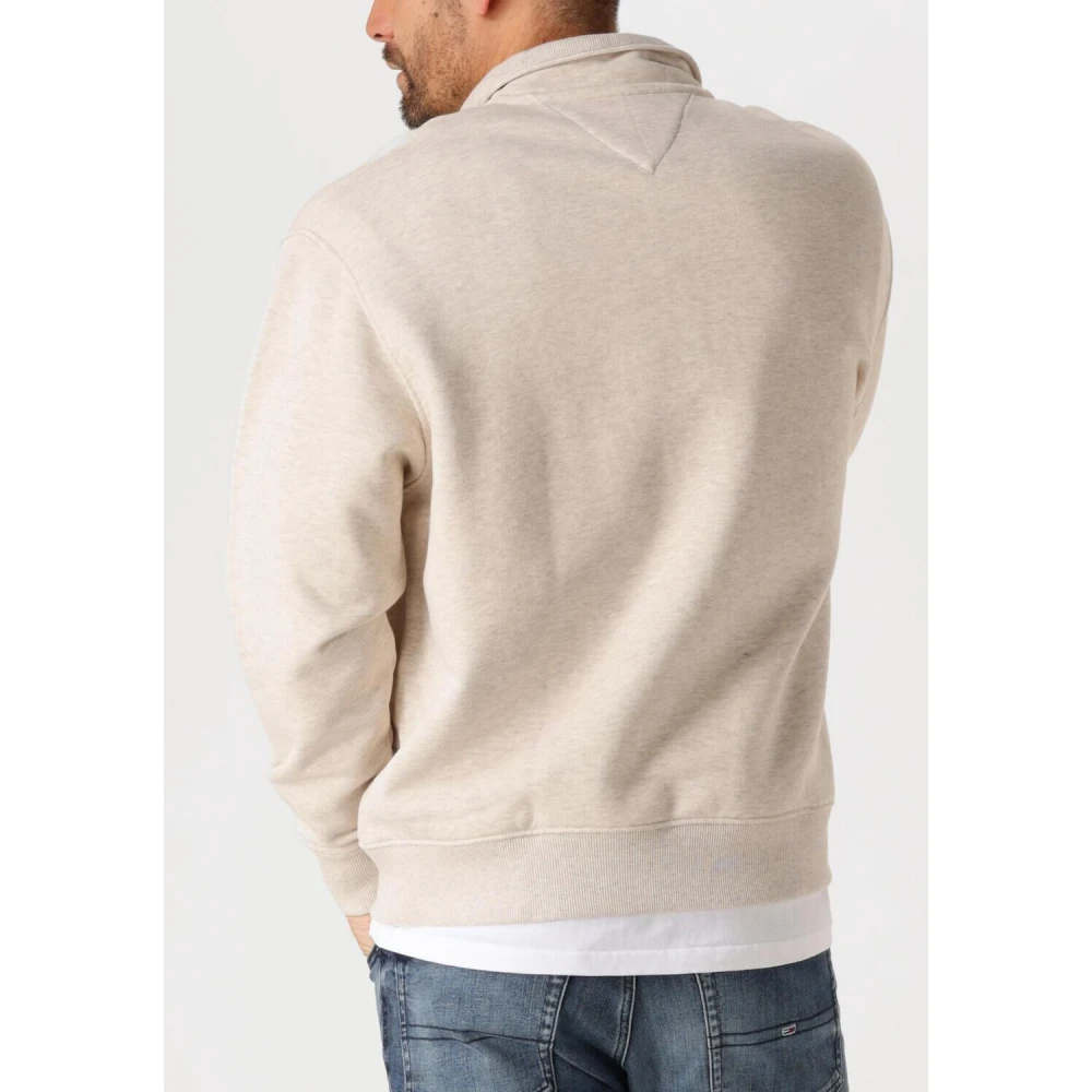 Tommy Jeans Beige Badge Zip Sweater voor Heren Beige Heren