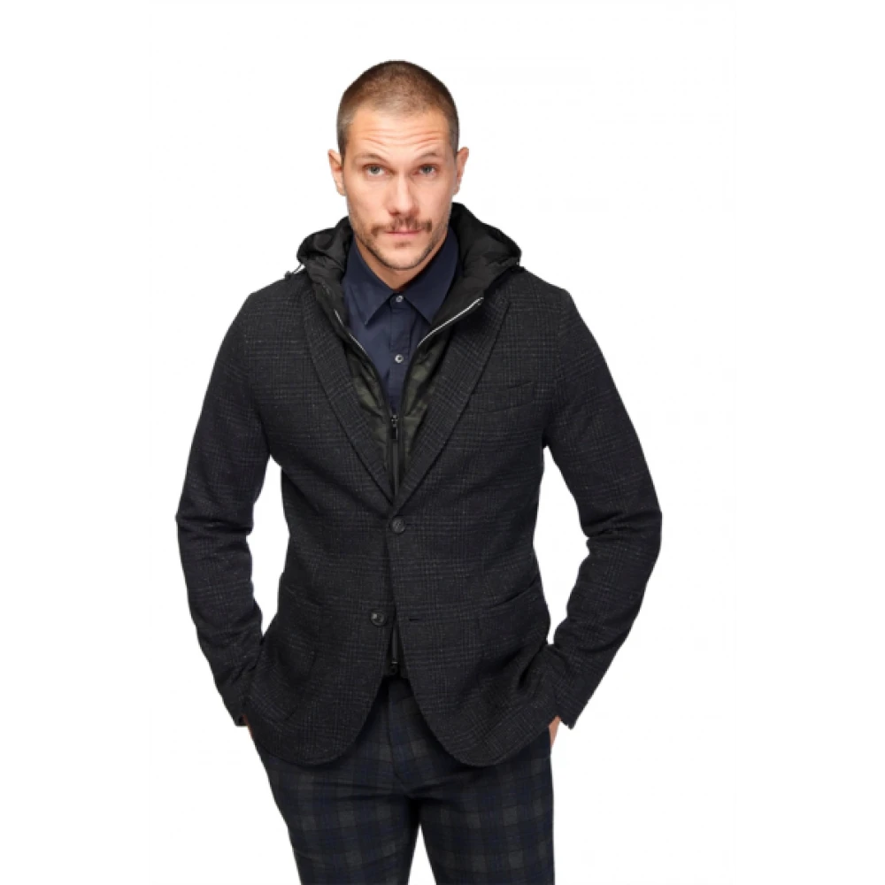 Mason's 2-in-1 Blazer met Afneembare Capuchon Blue Heren