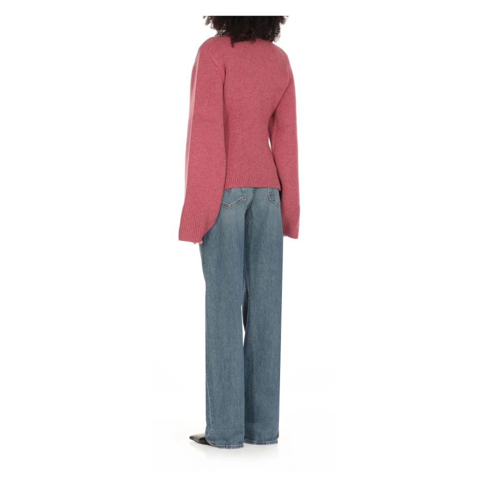 Khaite Fuchsia Gebreide Vest met V-Hals Pink Dames