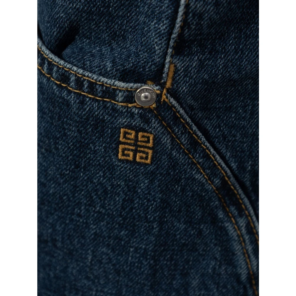 Givenchy 4G Geborduurde Knie-Lengte Denim Shorts Blue Dames