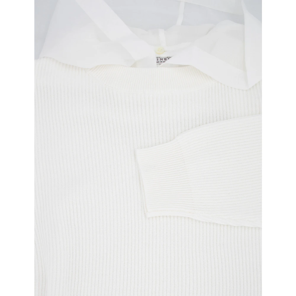 BRUNELLO CUCINELLI Elegante Gebreide Trui met Afneembare Capuchon Beige Dames