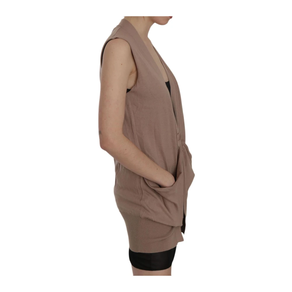 Pink Memories Stijlvolle Mouwloze Katoenen Vest met Logo Brown Dames