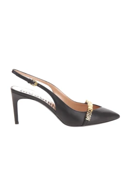 Svart Läder Slingback Sandal