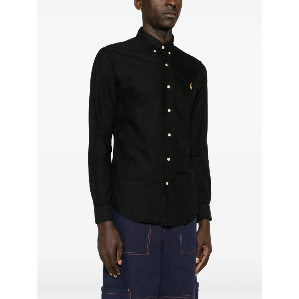 Polo Ralph Lauren Katoenen Geborduurd Oxford Overhemd Black Heren
