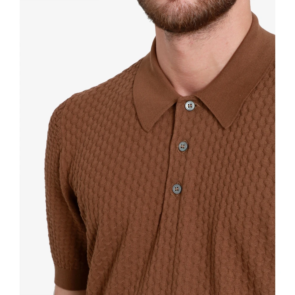 Tagliatore Bruine Katoenen Poloshirt met Kraag Brown Heren