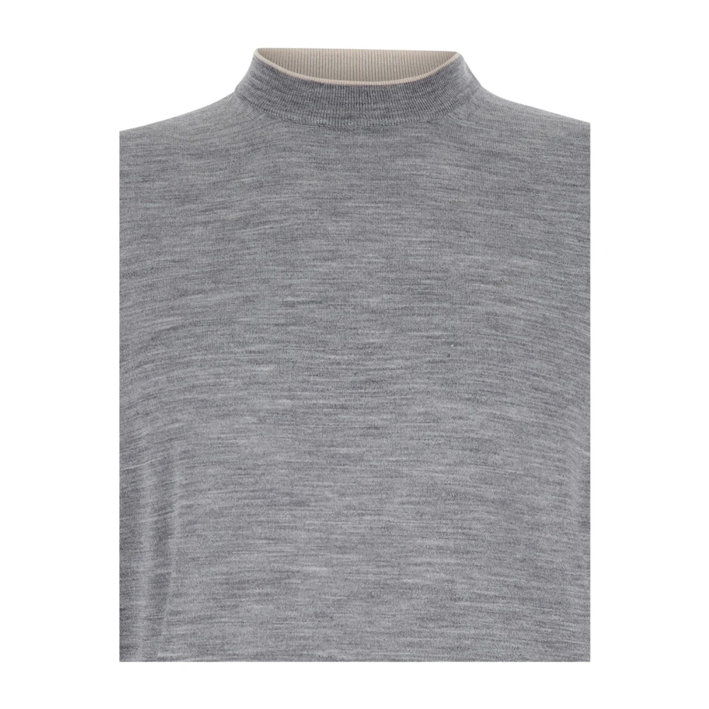Eleventy Merino Zijde Trui Grijs Gray Heren