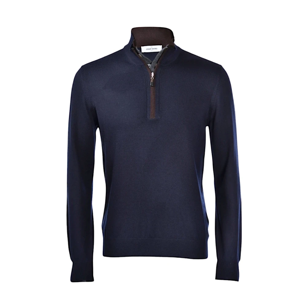 Gran Sasso Blauwe Trui met Hoge Kraag Blue Heren