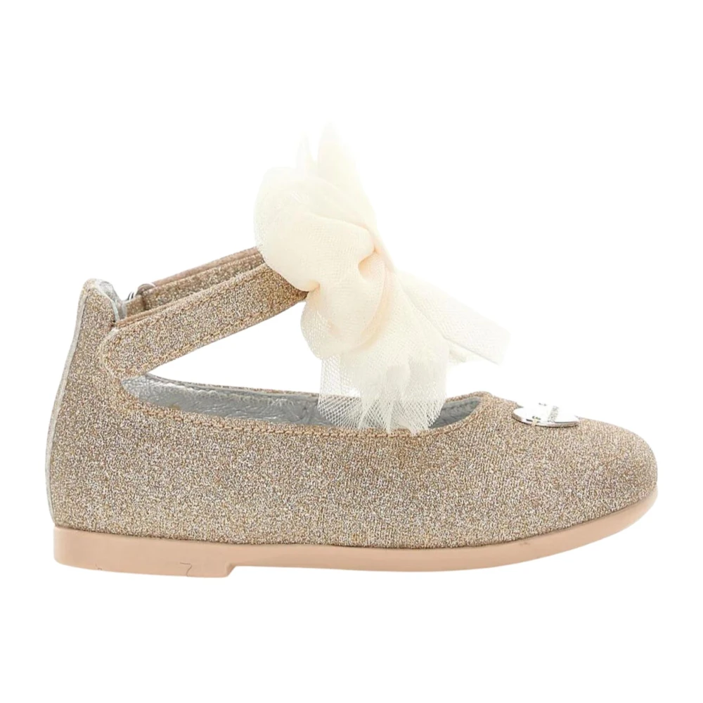 Monnalisa Guld Glitter Ballerina Skor Beige, Flicka