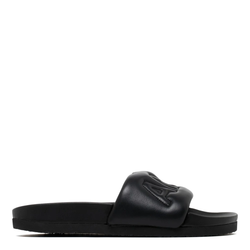 Ambush Men's Black Sliders,, Calf Leather Logo Quilted Slides Size 10 Uk