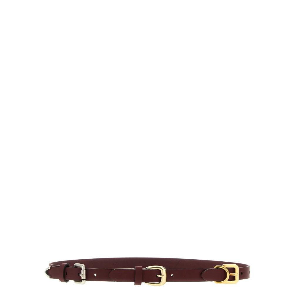 Etro Red Belts, Female, 95 Cm, Triple Buckle Belt