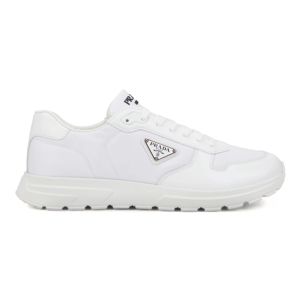 Prada Nylon en Leren Sneakers Heren Schoenen Wit
