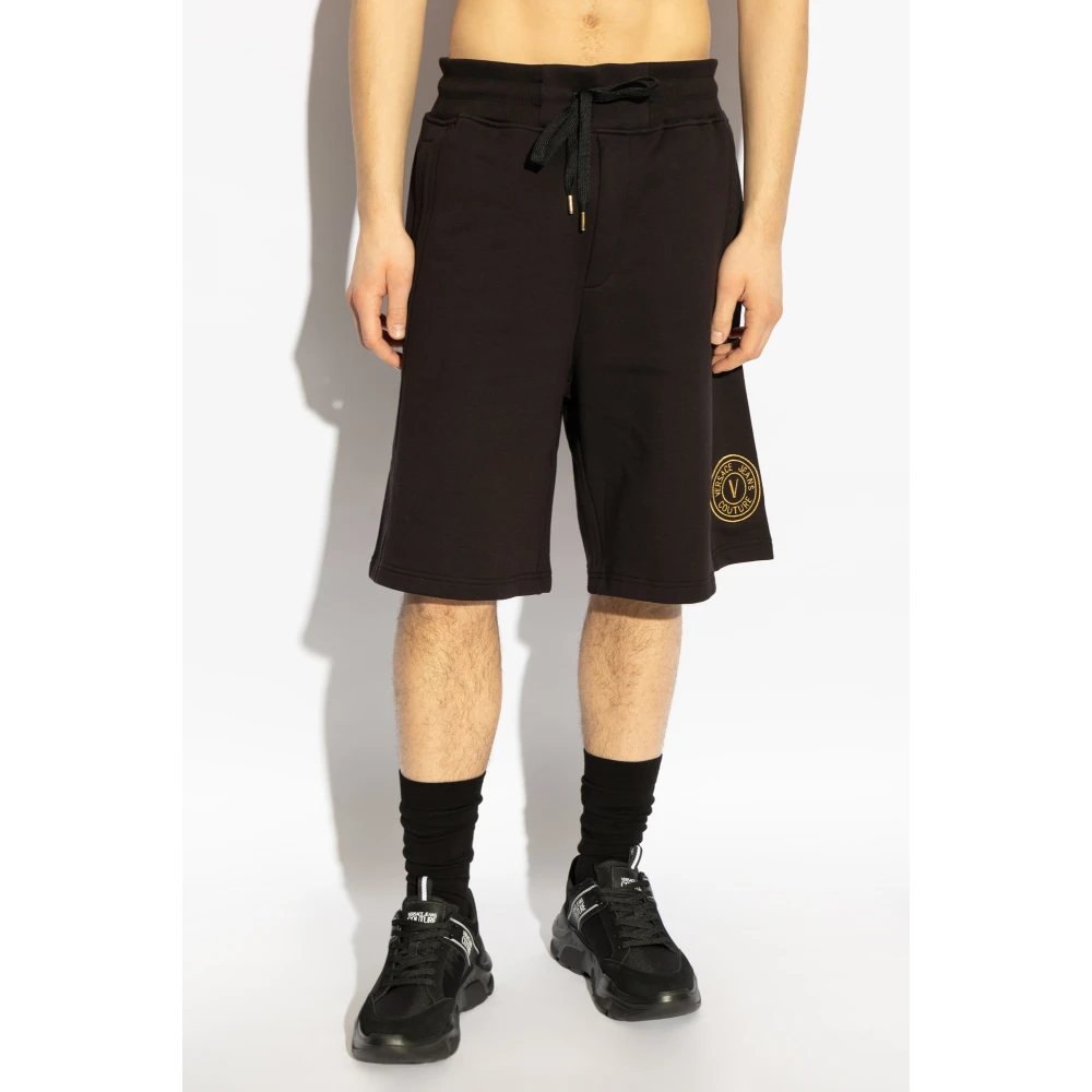 Versace Jeans Couture Shorts met geborduurd logo Black Heren