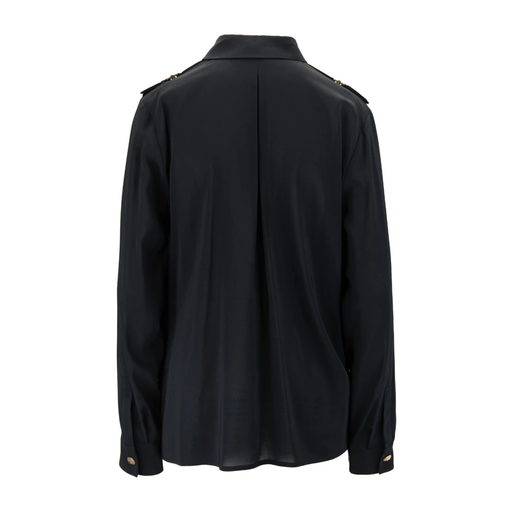 Elisabetta Franchi Gouden knoop lange mouwen overhemd Black Dames