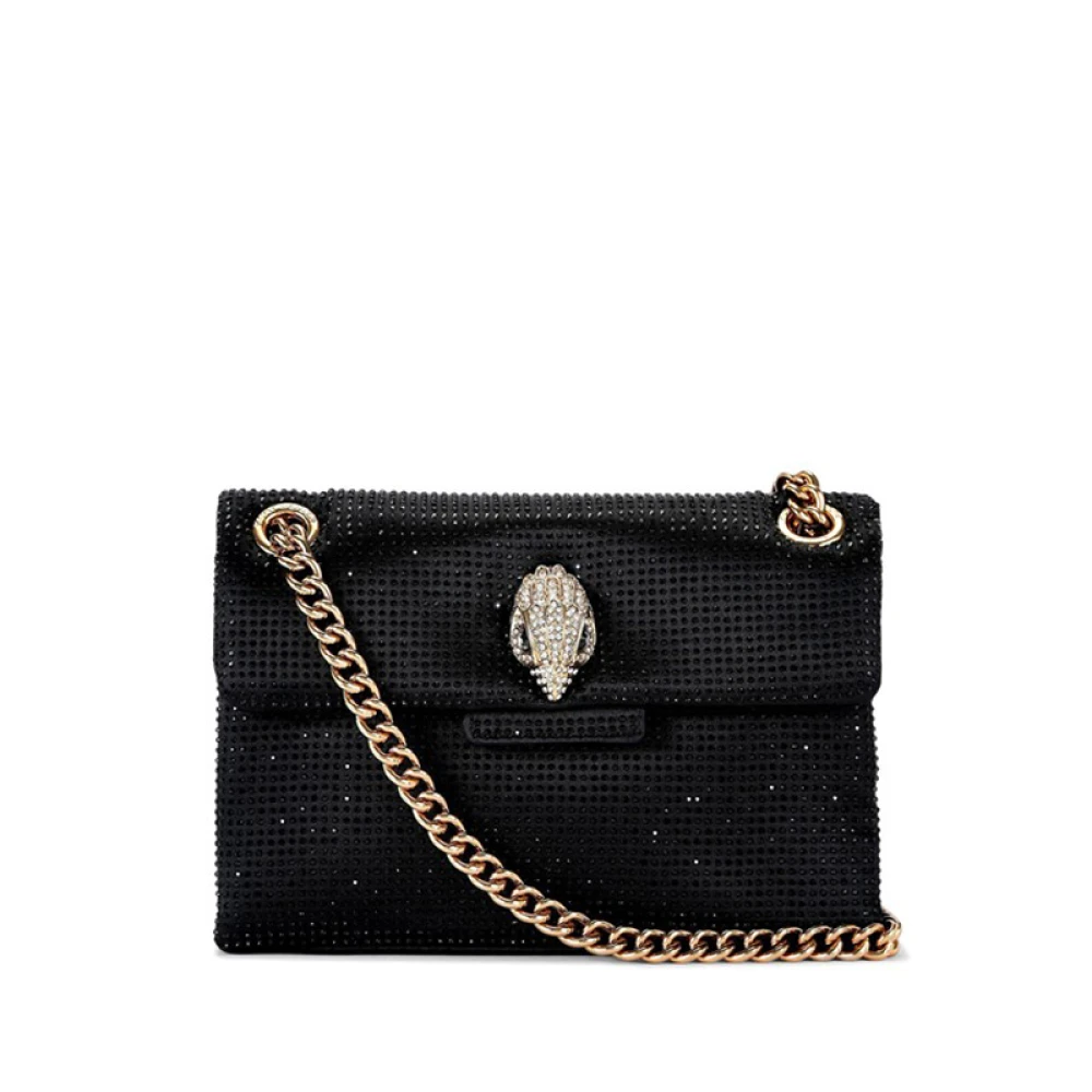 Kurt Geiger Zwarte Stoffen Schoudertas met Strass Applicaties Black Dames