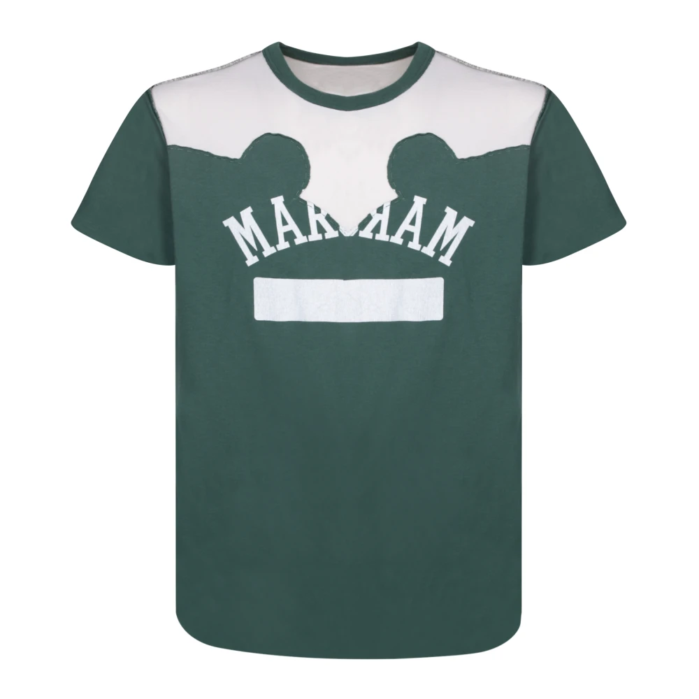 Maison Margiela T-shirt met distressed effect en logo print Green Heren