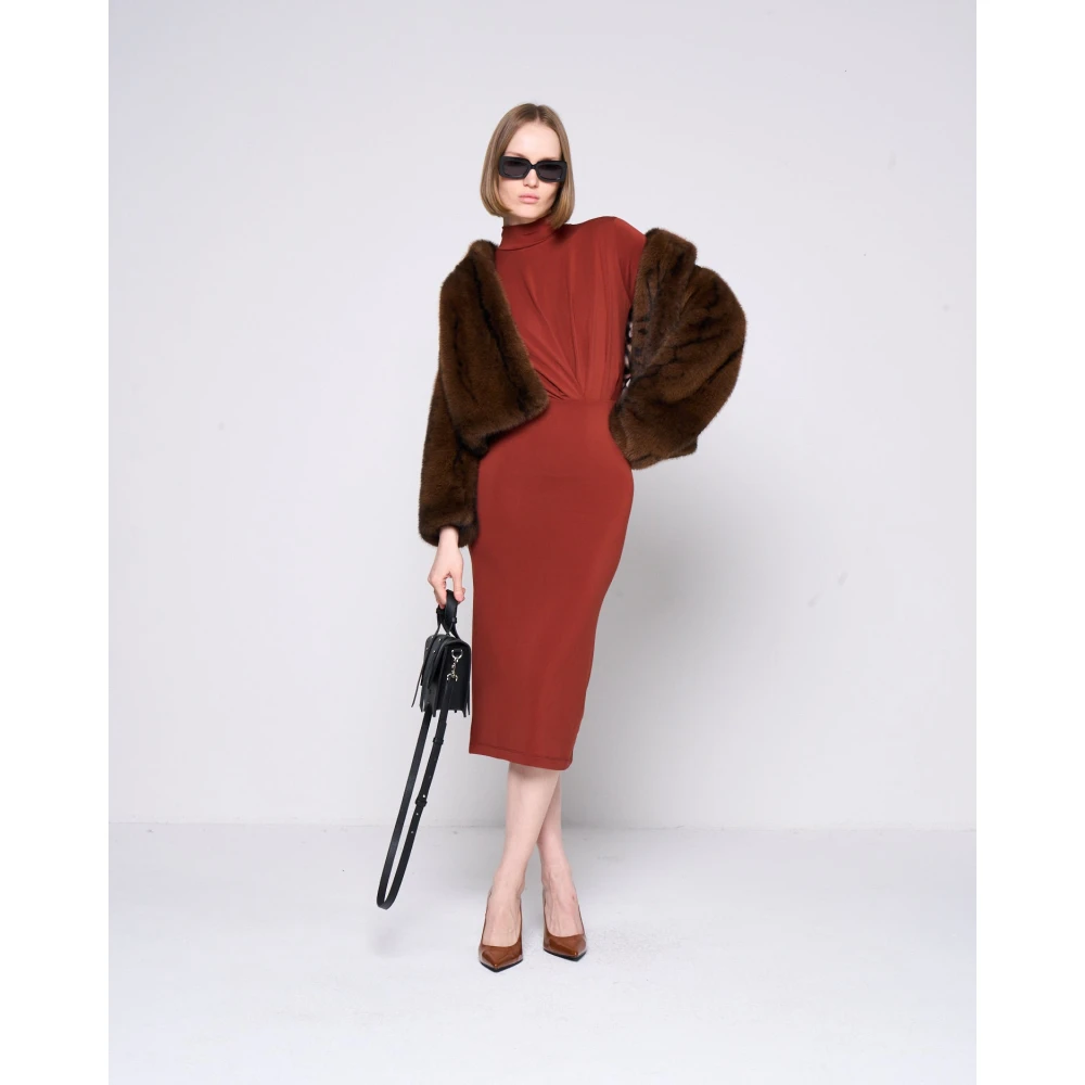 Silvian Heach Midi jurk met zijdelingse draperie Brown Dames