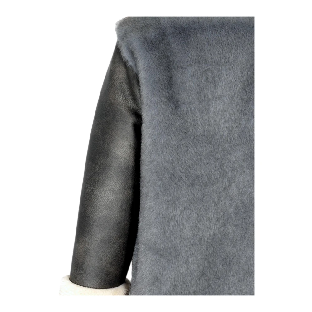 Kaos Grijze Nepbontjas Elegante Stijl Gray Dames