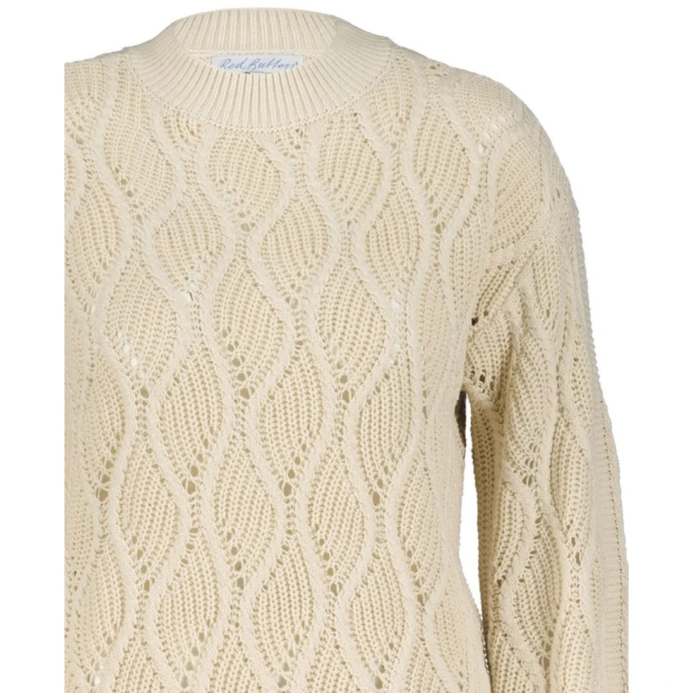 Red Button Beige Swirl Gebreide Trui Beige Dames