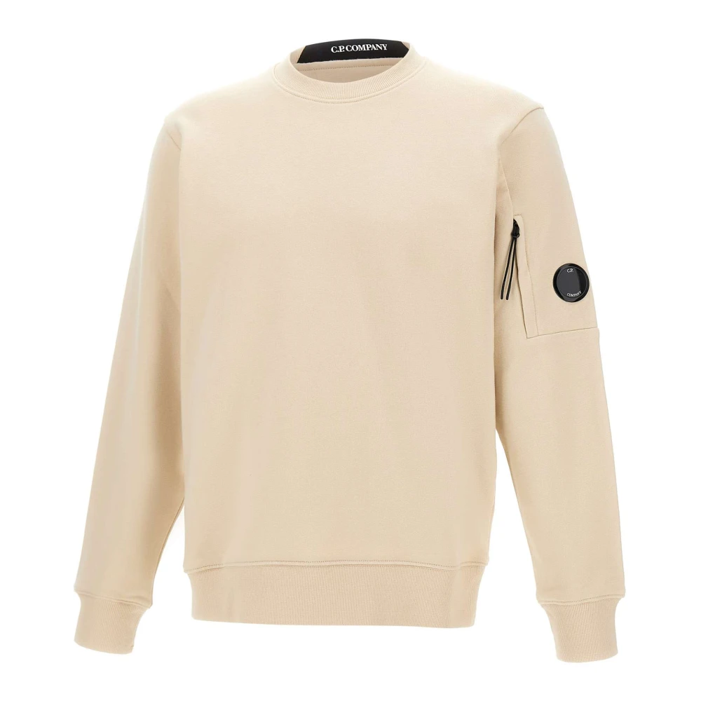 C.p. Company Beige Diagonal Raised Fleece Crewneck Sweatshirt - Male - Round-Neck Knitwear - S - Knitwear