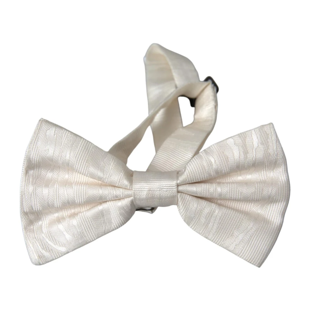 Dolce & Gabbana Zijden Jacquard Verstelbare Strik White Heren