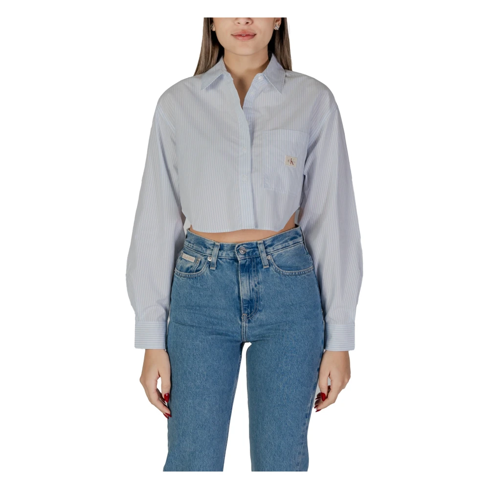 Calvin Klein Jeans Pinstripe Button-Up Shirt Vrouwen Lichtblauw Blue Dames
