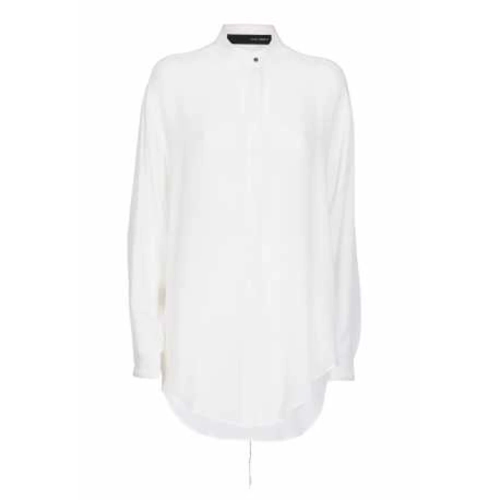 Isabel Benenato Witte Lange Shirt met Zwarte Libelle Borduurwerk White Dames