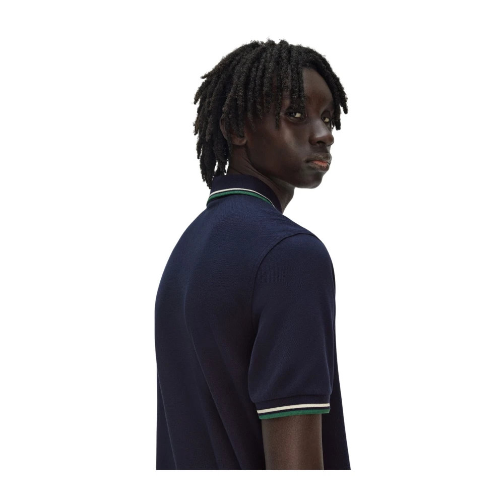 Fred Perry Blauw Poloshirt met Dubbele Streep Blue Heren