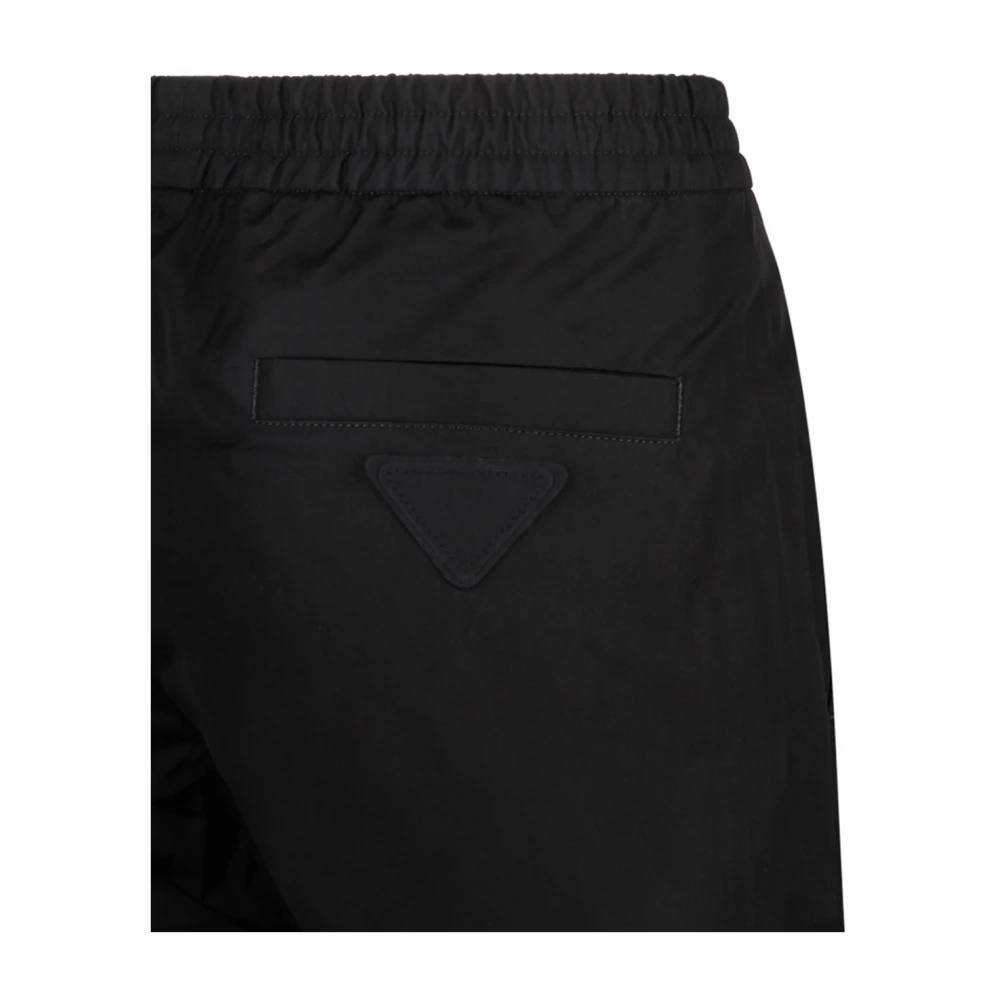 Prada Zwarte katoenen broek met driehoekig logo Black Heren