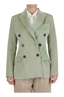 Dubbelknäppt sammetsbomullsblazer
