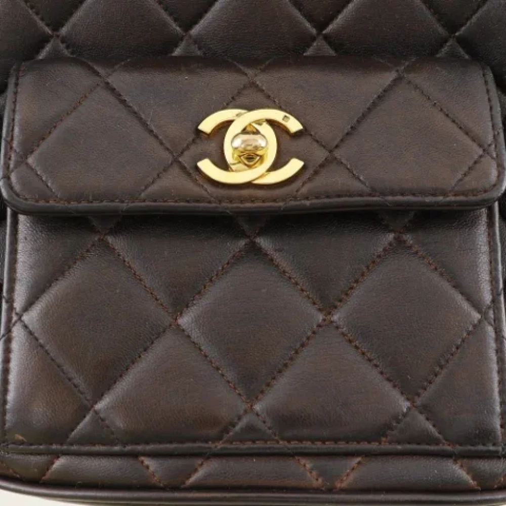 Chanel Vintage Pre-owned Leather backpacks Brown Dames
