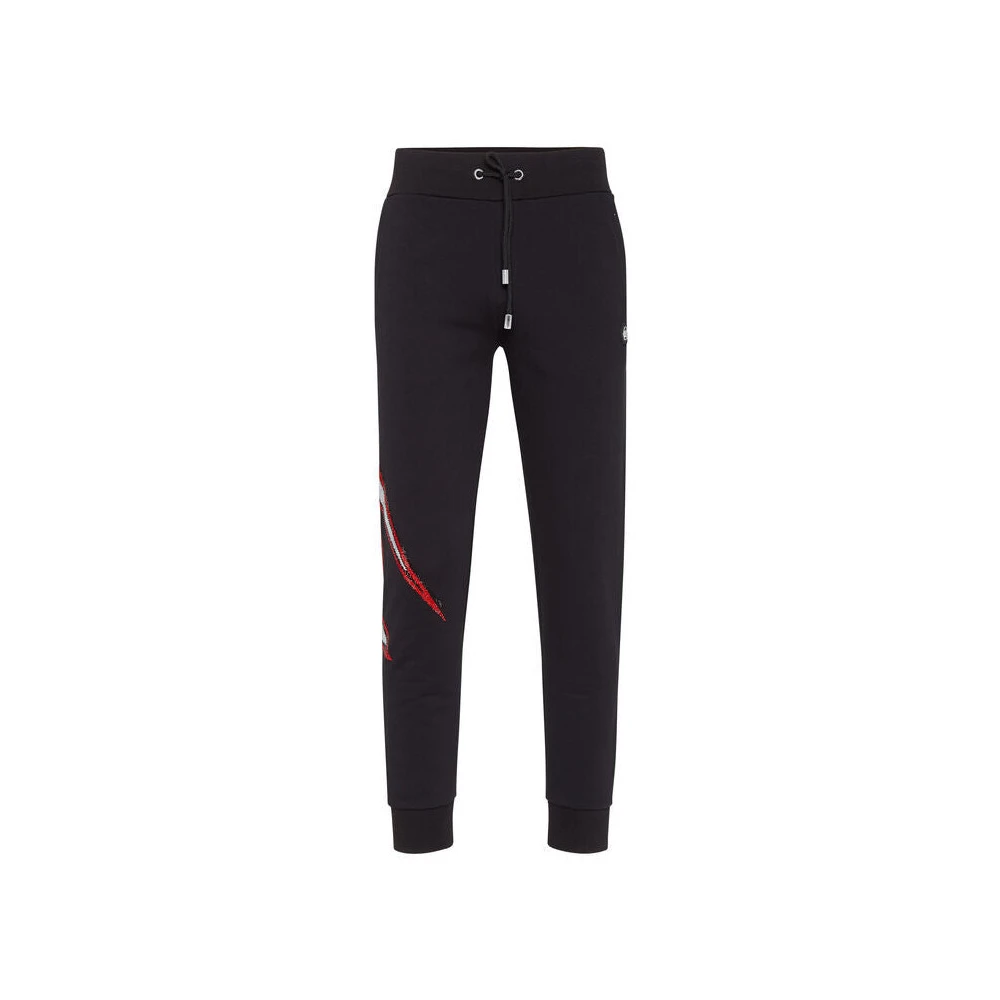 Philipp Plein Men's Black Sweatpants, S, Crystal Logo Jogging Trousers