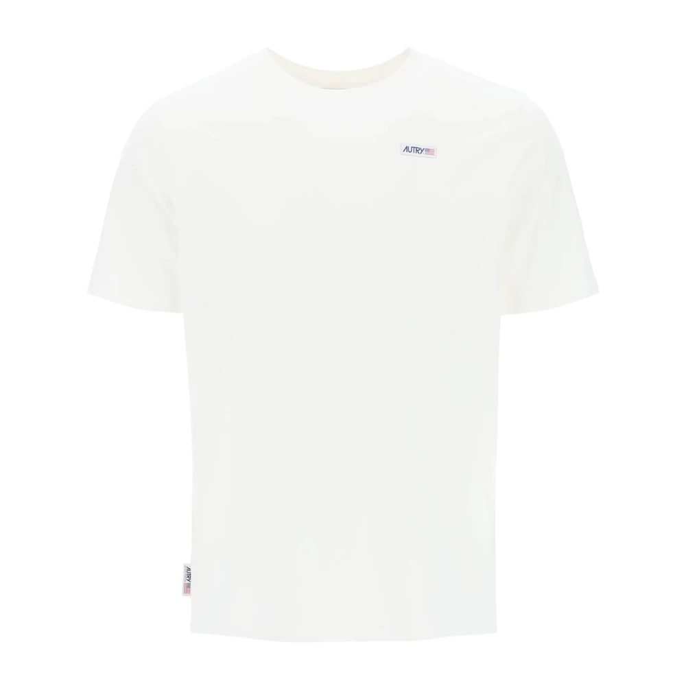 Autry Iconisch Katoenen T-Shirt met Logo Label White Heren