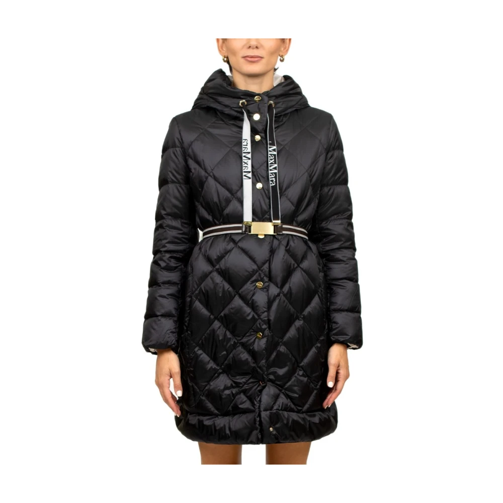 Max Mara Omkeerbare Parka met Capuchon Zwart Black Dames