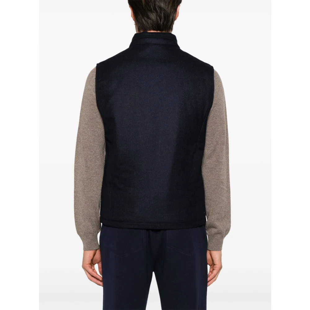 Corneliani Wol Kasjmier Vest Knoopsluiting Zakken Blue Heren