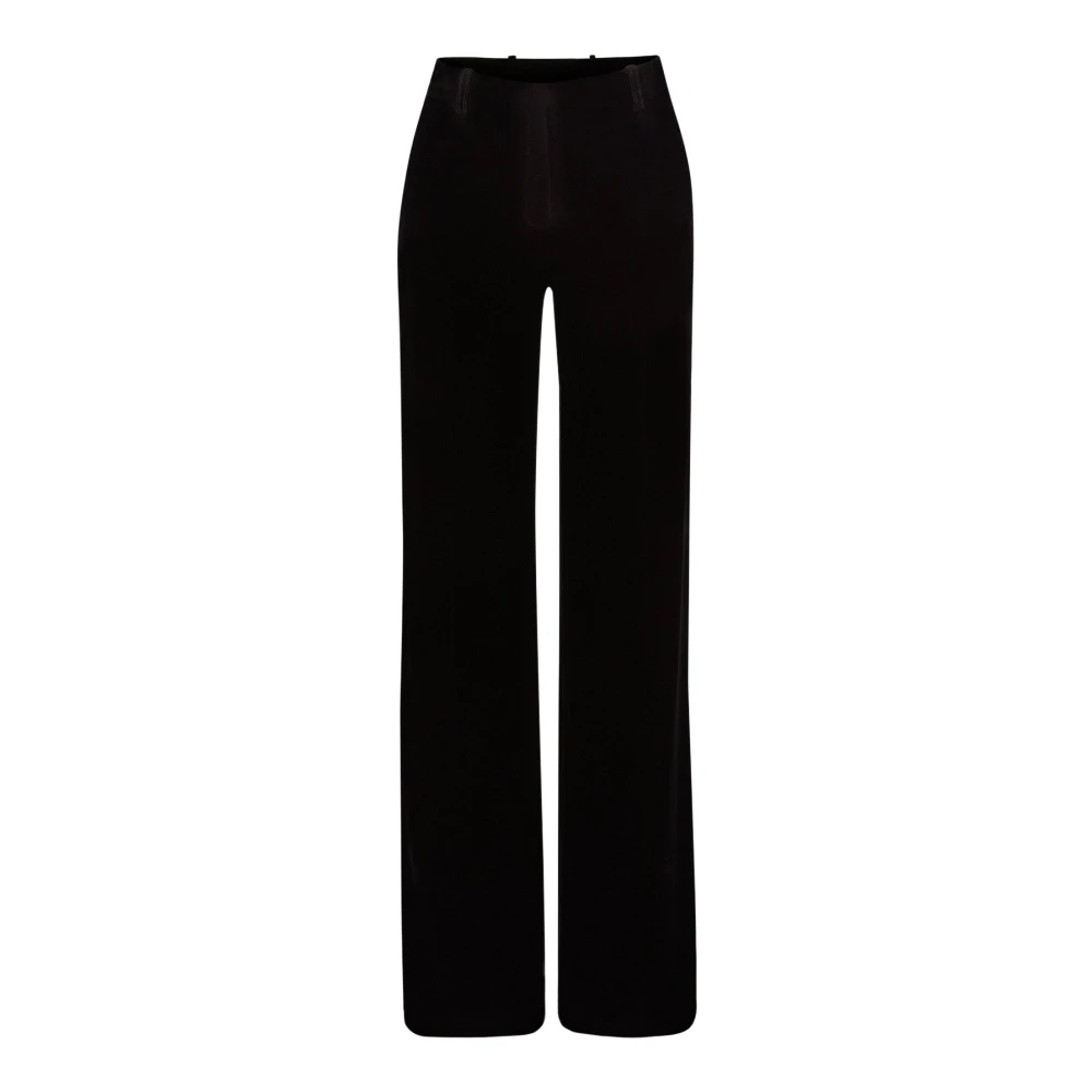 Nina Ricci Zwarte Fluwelen Wijde Pijp Broek Black Dames