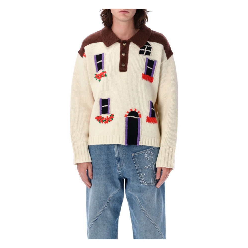 JW Anderson Huis Intarsia Polo Sweater Gebreide kleding Multicolor Heren