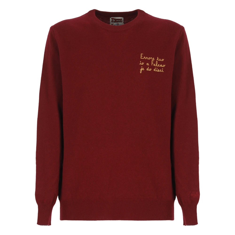 Saint Barth Bordeaux Wolmix Crew Neck Sweater Red Heren