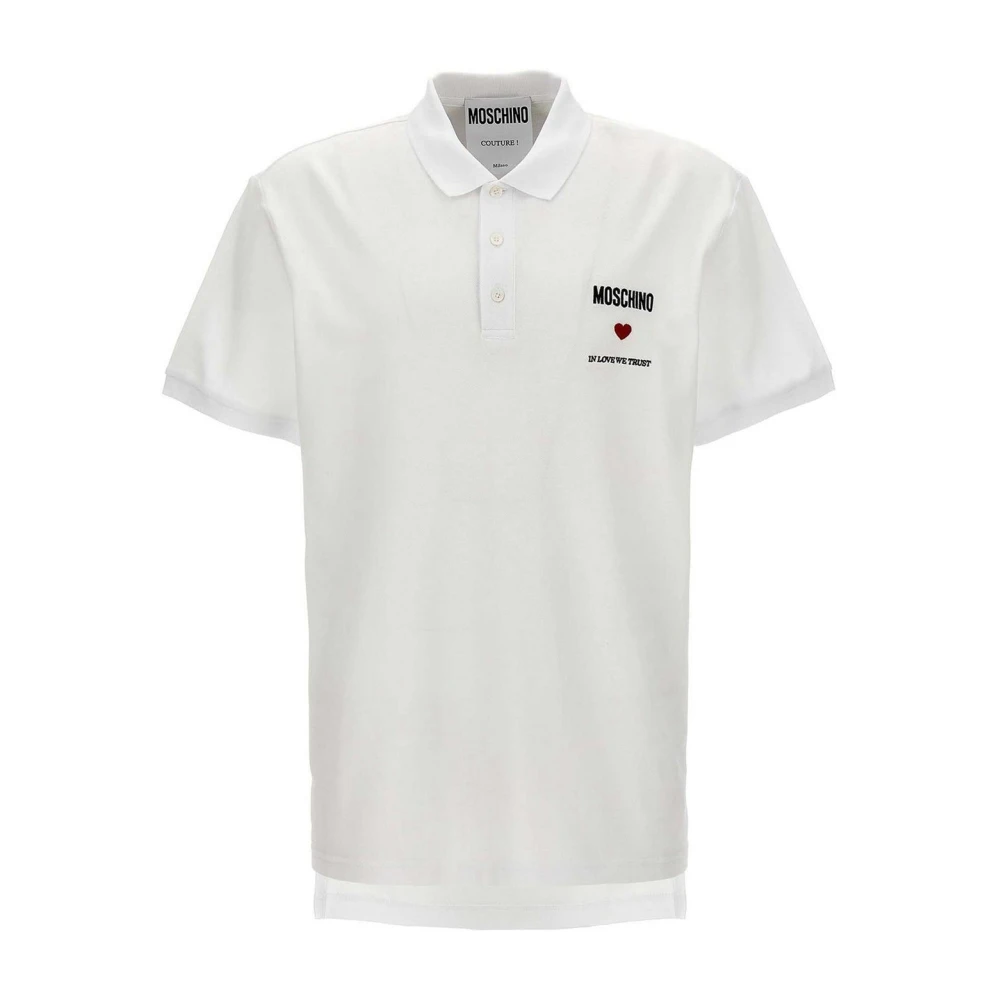 Moschino Liefde Vertrouwen Katoen Polo Rood Hart White Heren