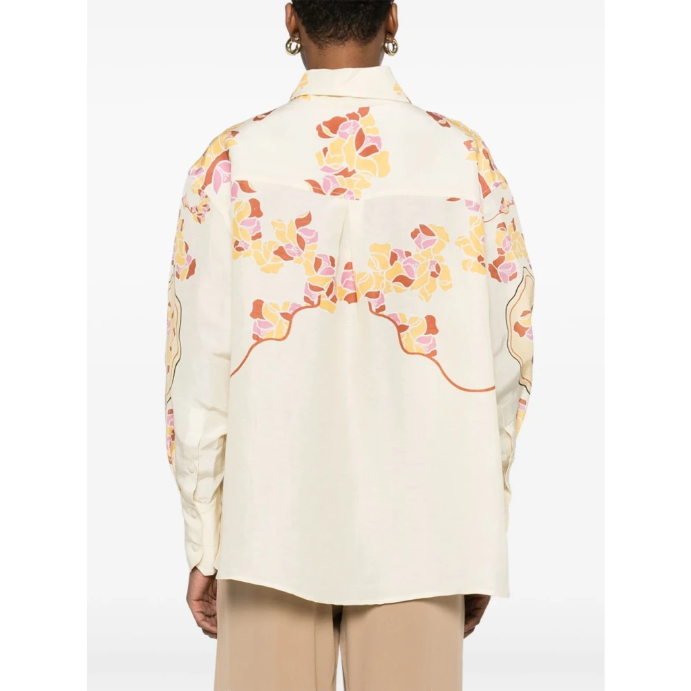 Raquel Diniz Bahia Flared Linnen Shirt Ivoor Print Multicolor Dames