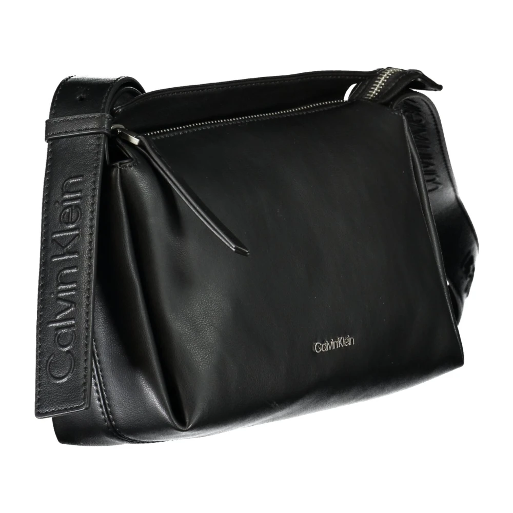 Calvin Klein Zwarte Schoudertas met Ritssluiting Black Dames