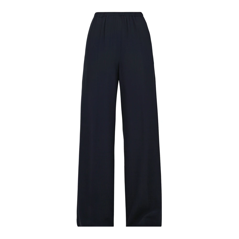 Liviana Conti Wijde Twill Broek Rechte Pijp Blue Dames