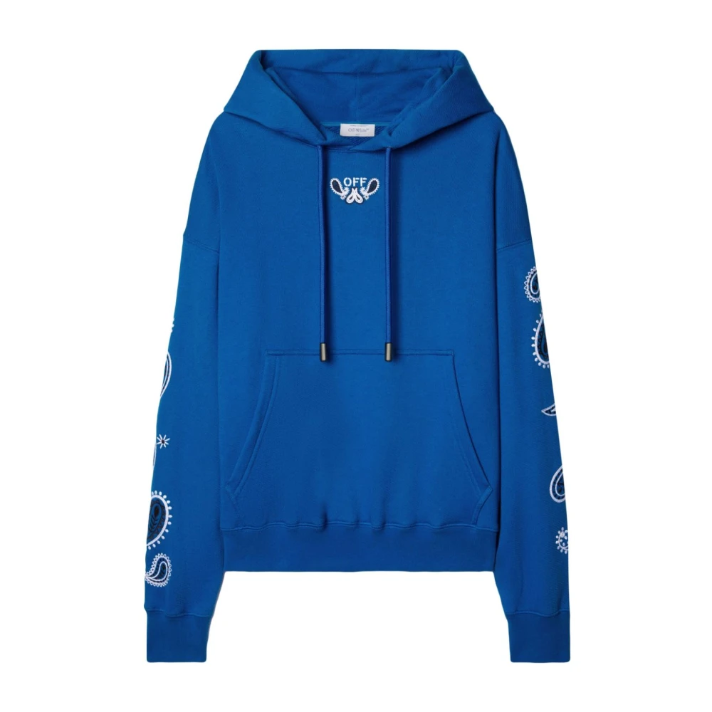 Off White Hoodie met pijlband Blue Heren