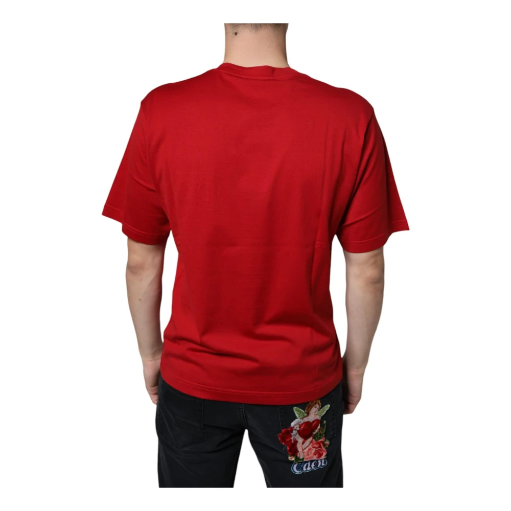 Dolce & Gabbana Rode Katoenen Logo Print T-shirt Red Heren