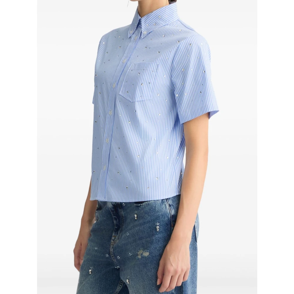 Liu Jo Heldere Blauwe Strass Versierde Shirt Blue Dames