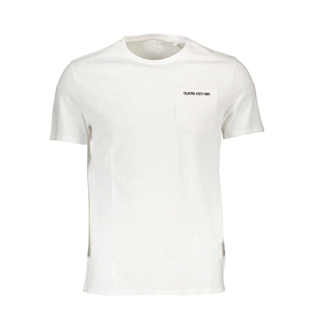 Guess Men's White Short Sleeve Cotton T-Shirt With Pocket - T-Shirts - 2XL - Tops