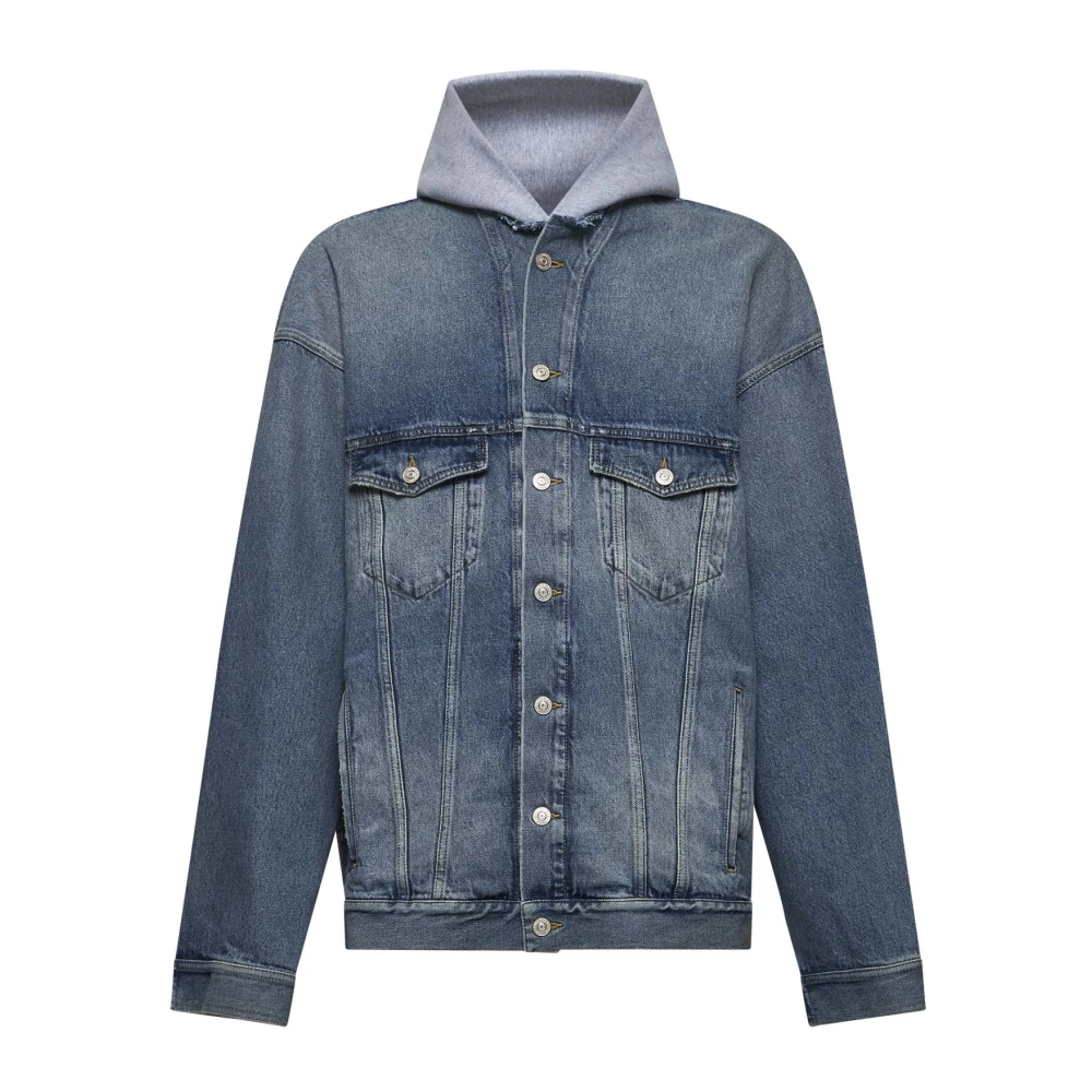 Balenciaga Denim Fleece Jas met Capuchon Blue Heren